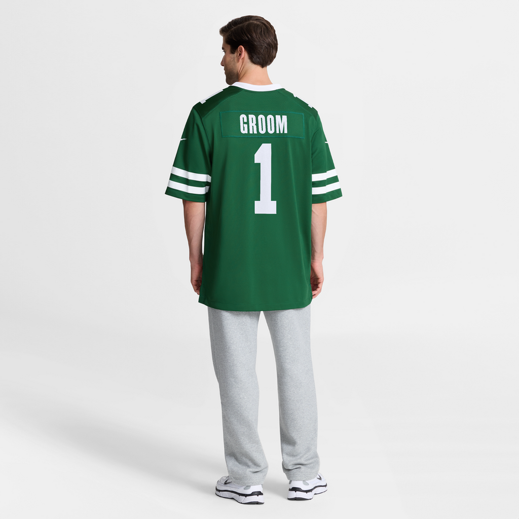 New York Jets Number 1 Groom Nike Legacy Green Game Jersey