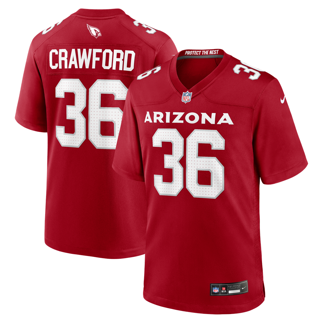 Arizona Cardinals Kitan Crawford Nike Cardinal Team Game Jersey