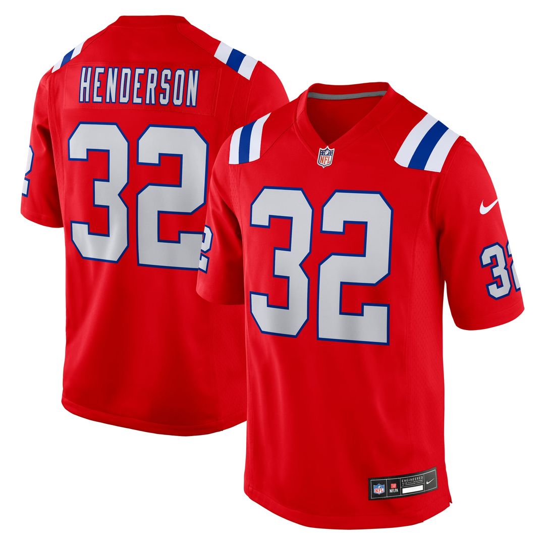 New England Patriots TreVeyon Henderson Nike Navy 2025 NFL Draft Game Jersey