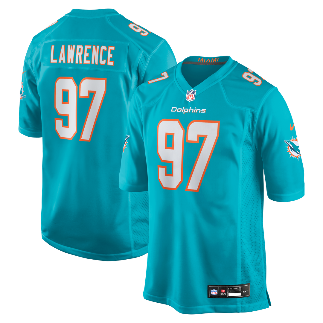 Miami Dolphins Rashard Lawrence Nike Aqua Team Game Jersey