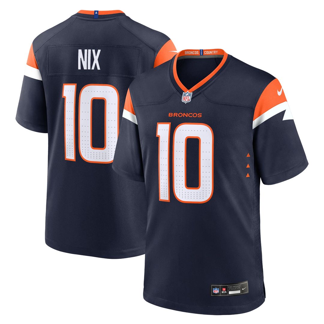 Denver Broncos Bo Nix Nike Orange Player Game Jersey
