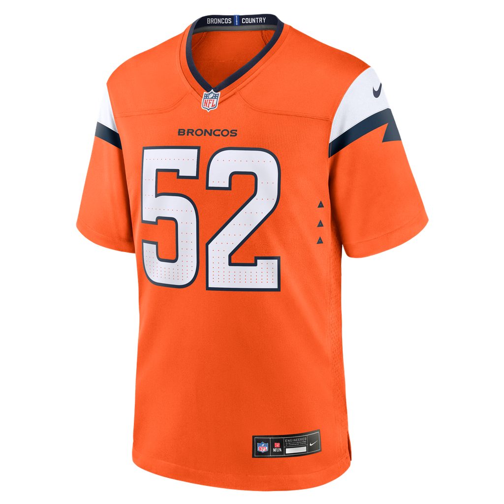 Denver Broncos Jonah Elliss Nike Orange Team Game Jersey