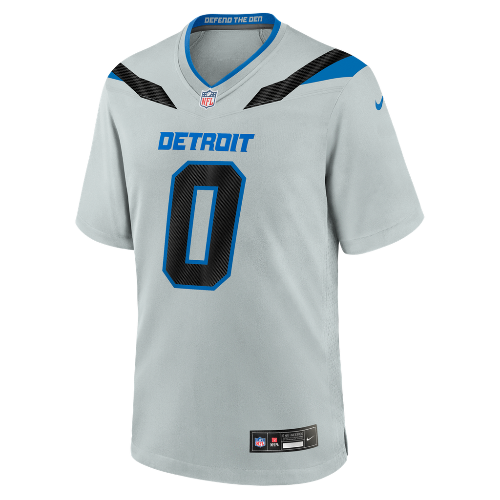 Detroit Lions Jahmyr Gibbs Nike Silver 2026 Rivalries Collection Game Jersey