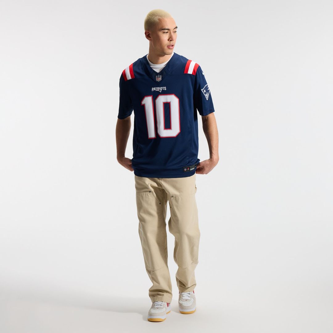 New England Patriots Drake Maye Nike Navy Team Vapor F.U.S.E. Stitched Limited Jersey