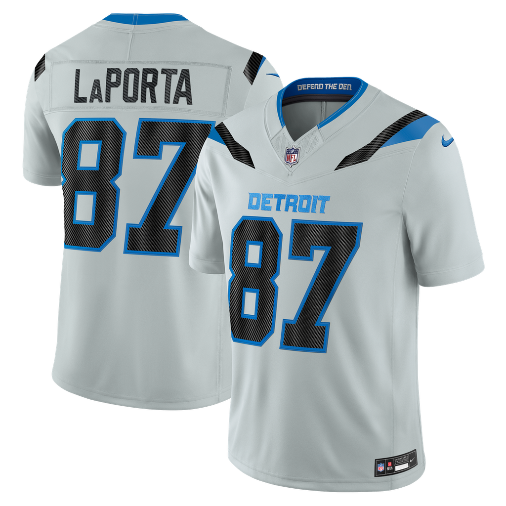 Detroit Lions Sam LaPorta Nike Silver 2026 Rivalries Collection Stitched Limited Jersey