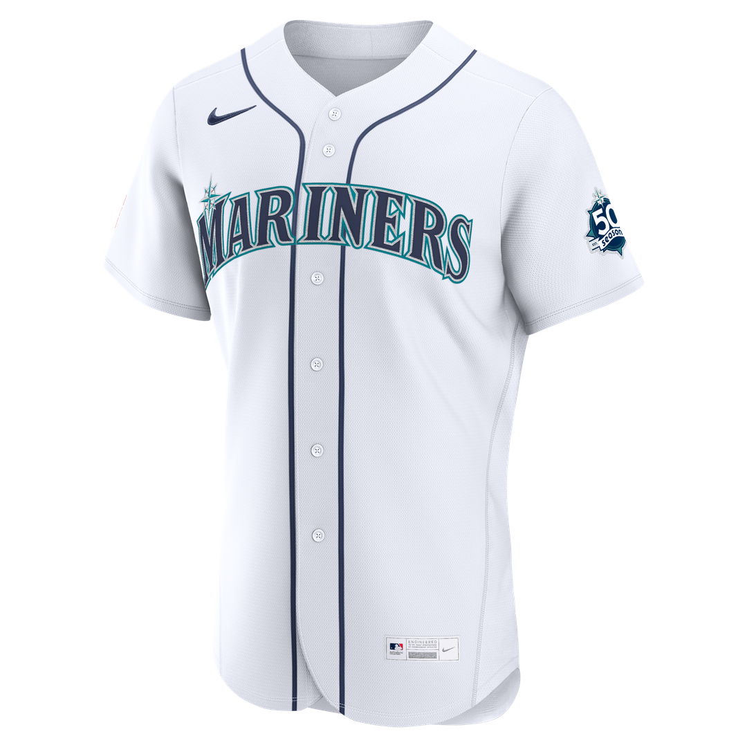 Seattle Mariners Josh Naylor Nike White Home 50th Season Authentic Jersey