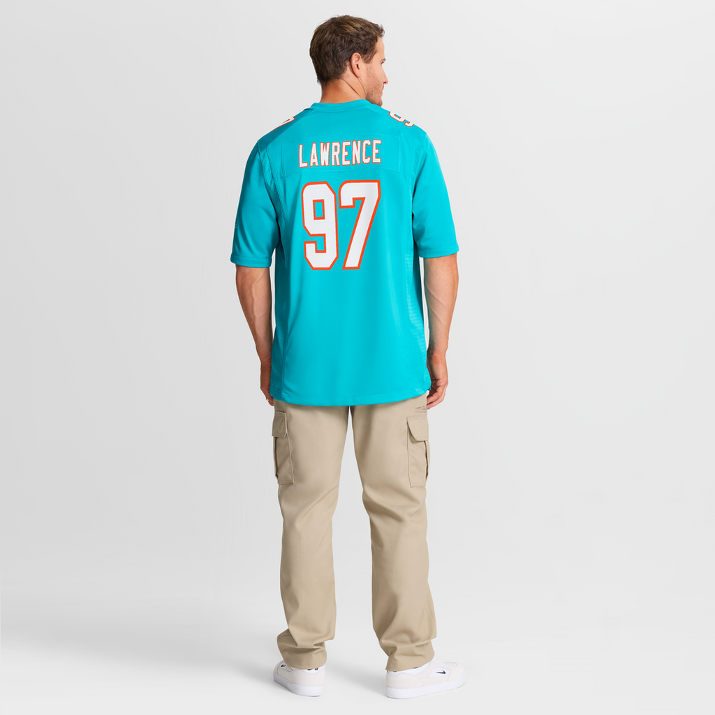 Miami Dolphins Rashard Lawrence Nike Aqua Team Game Jersey
