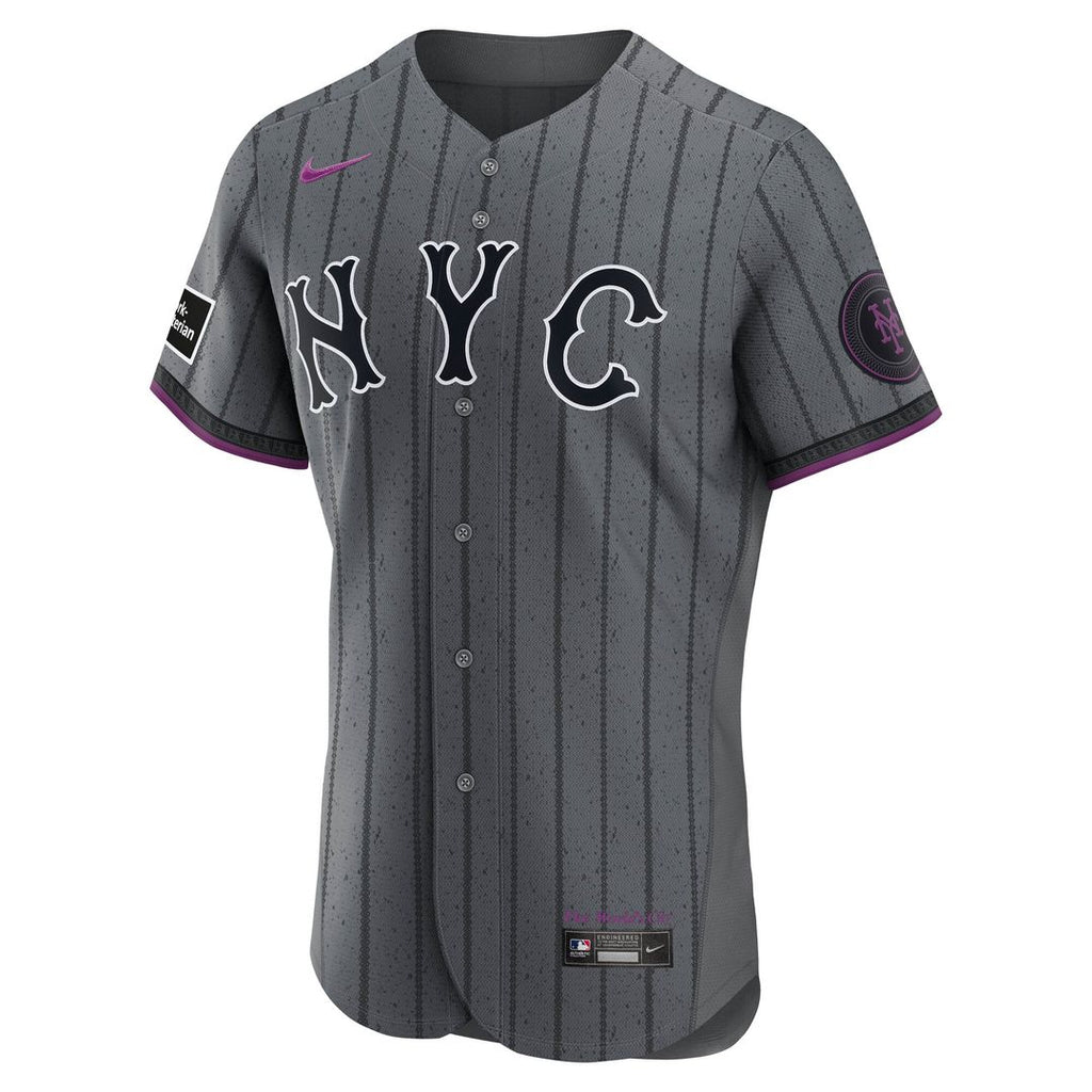 New York Mets Francisco Lindor Nike Gray City Connect Authentic Sponsor Patch Jersey