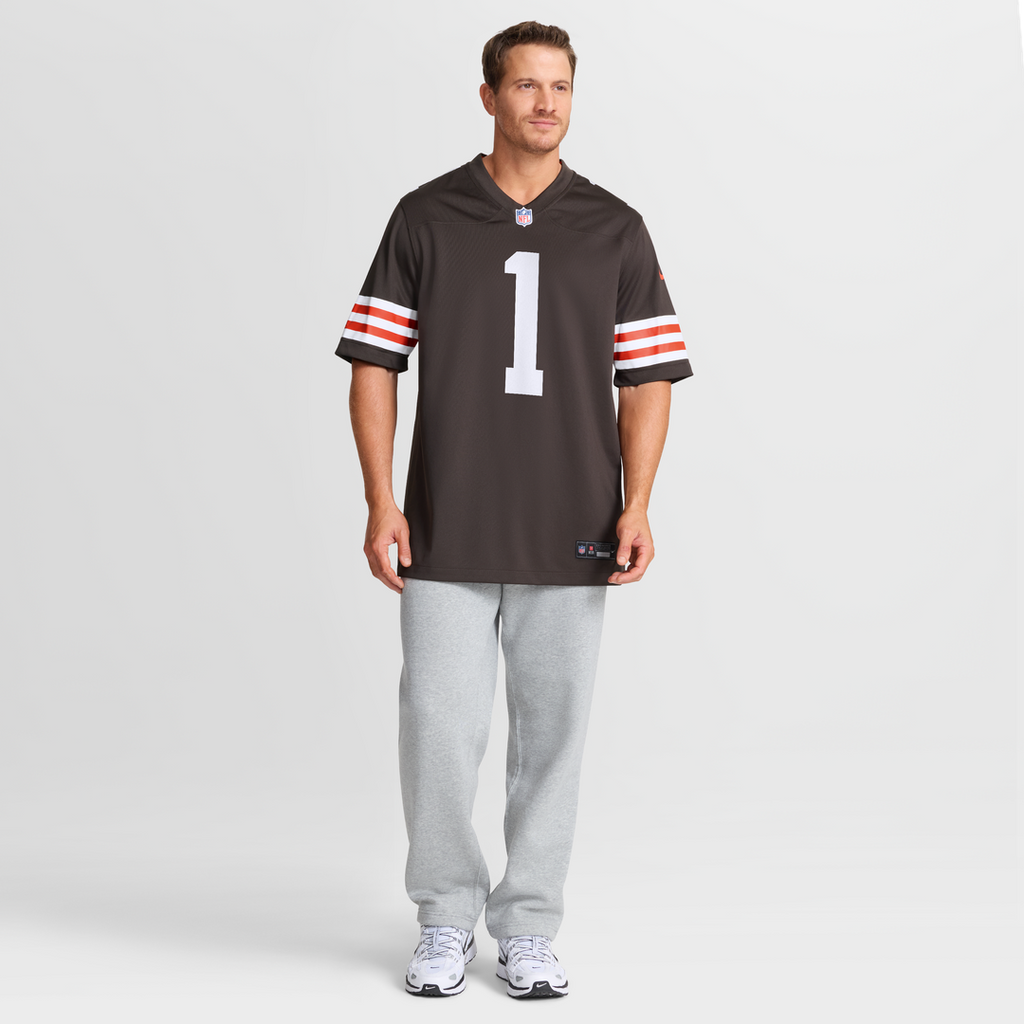 Cleveland Browns Number 1 Dad Nike Brown Game Jersey