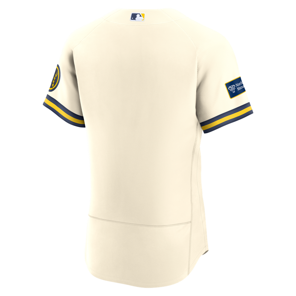 Milwaukee Brewers Nike Cream Home Sponsor Patch Authentic Jersey