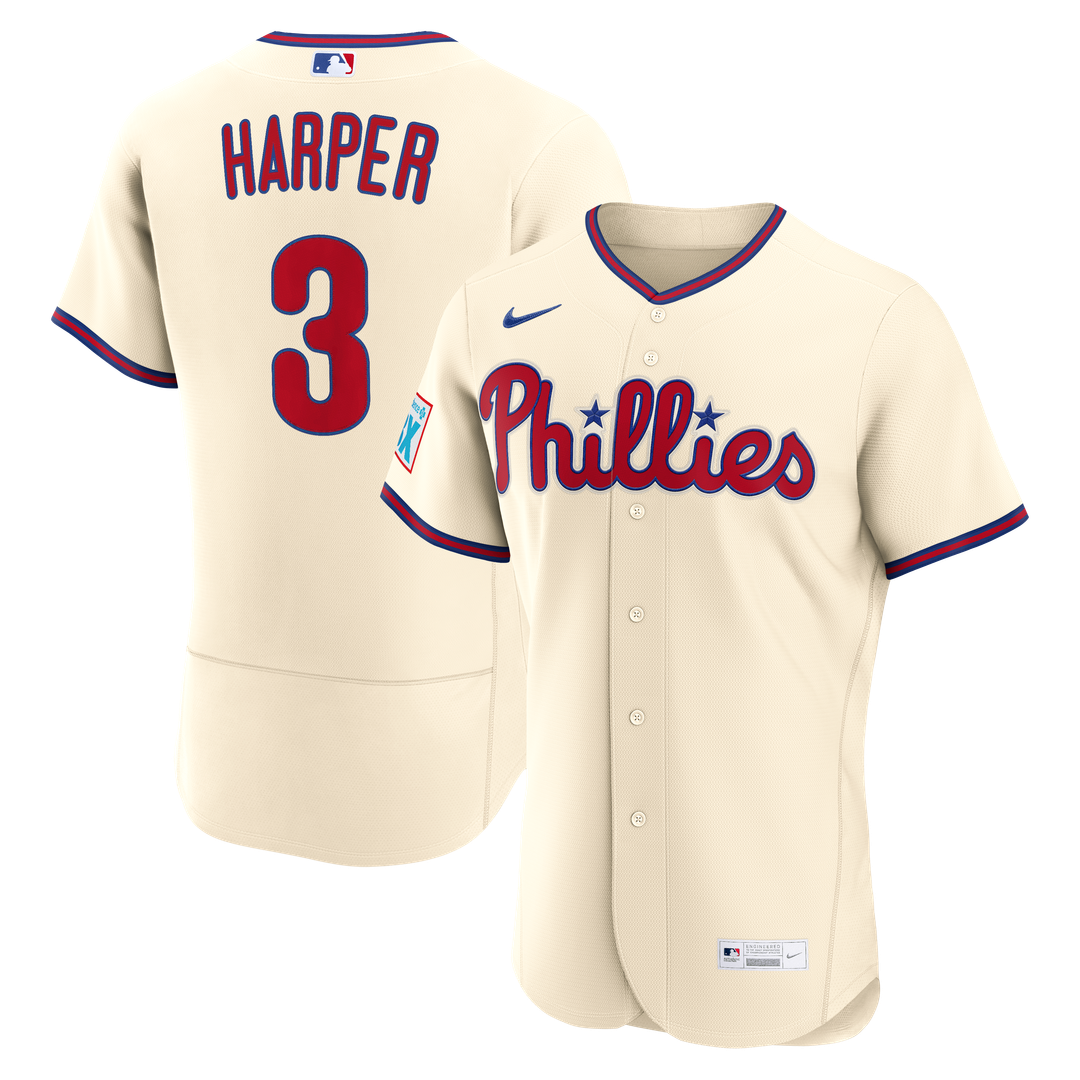 Philadelphia Phillies Bryce Harper Nike Light Blue Alternate Authentic Sponsor Patch Jersey