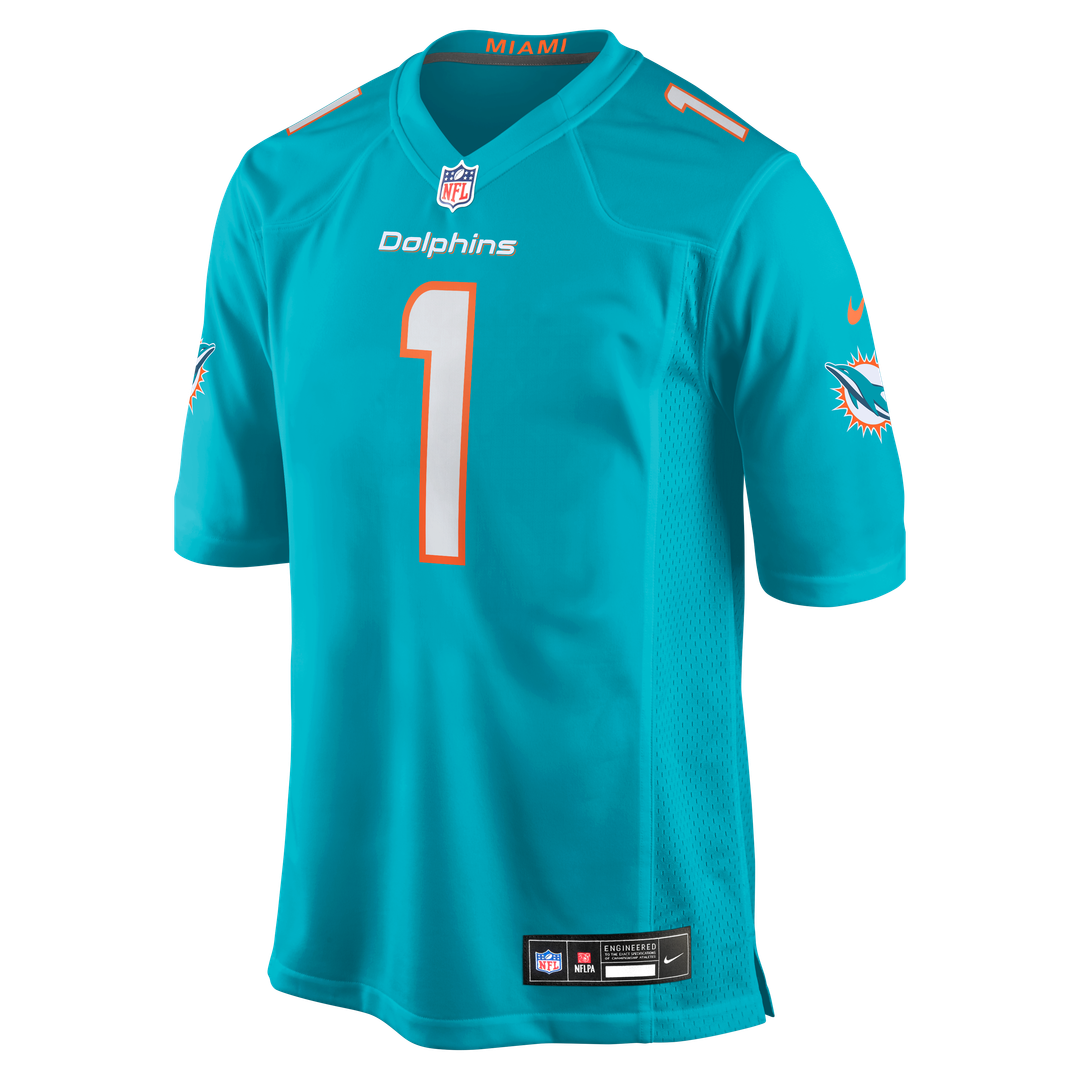 Miami Dolphins Number 1 Groom Nike Aqua Game Jersey