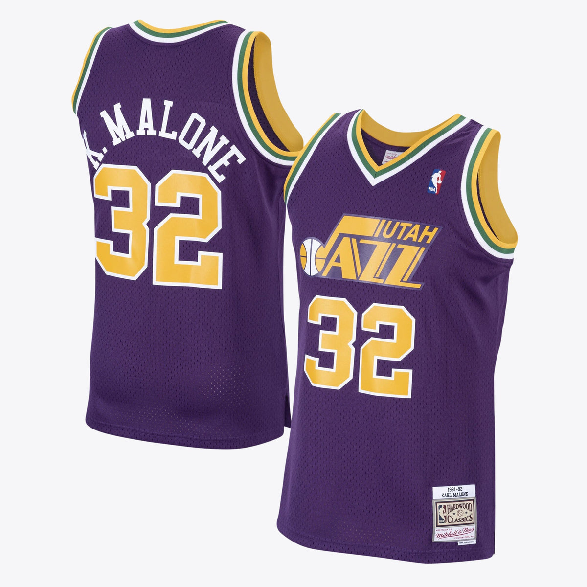 Utah Jazz Karl Malone 1991 Hardwood Classics Road Swingman Jersey by Mitchell & Ness - Purple