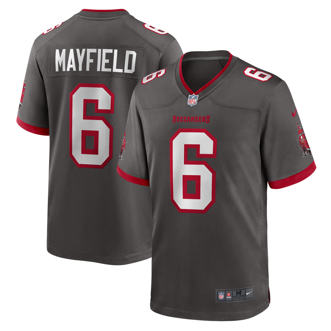 Tampa Bay Buccaneers Baker Mayfield Nike Pewter Alternate Game Player Jersey