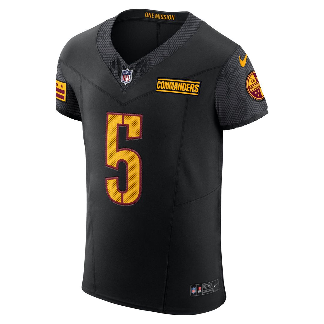 Washington Commanders Jayden Daniels Nike Black Alternate Vapor F.U.S.E. Elite Jersey