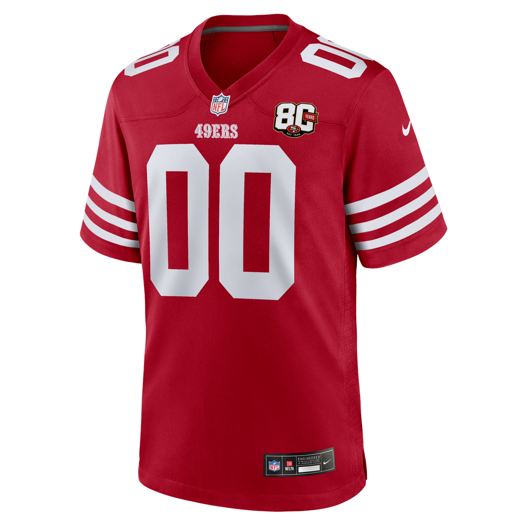 San Francisco 49ers Nike Scarlet 80th Anniversary Custom Game Jersey
