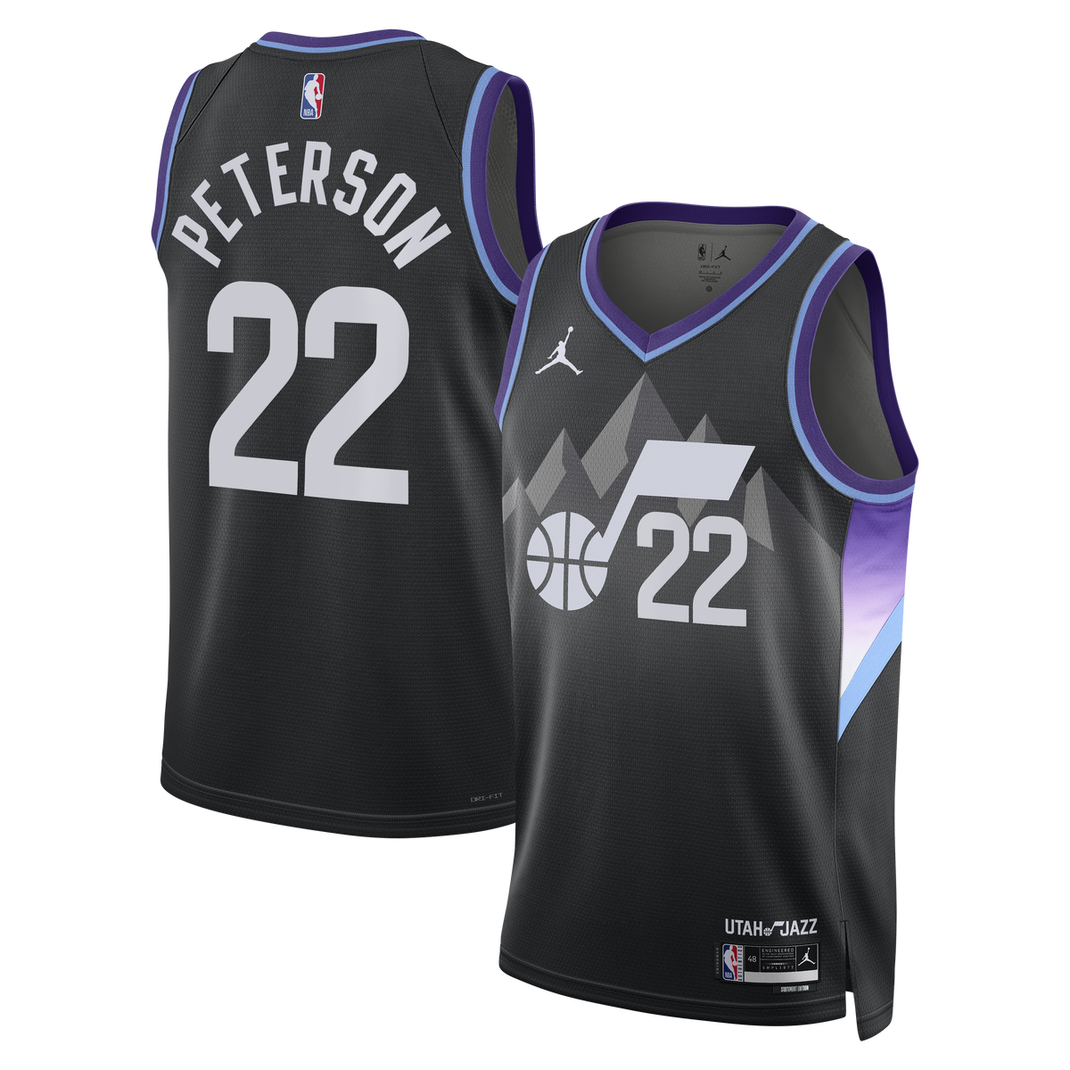 Utah Jazz Jordan Brand Statement Edition Swingman Jersey - Black - Darryn Peterson