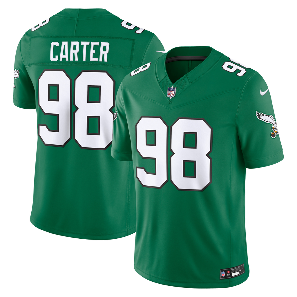 Philadelphia Eagles Jalen Carter Nike Kelly Green Alternate Vapor F.U.S.E. Stitched Limited Jersey