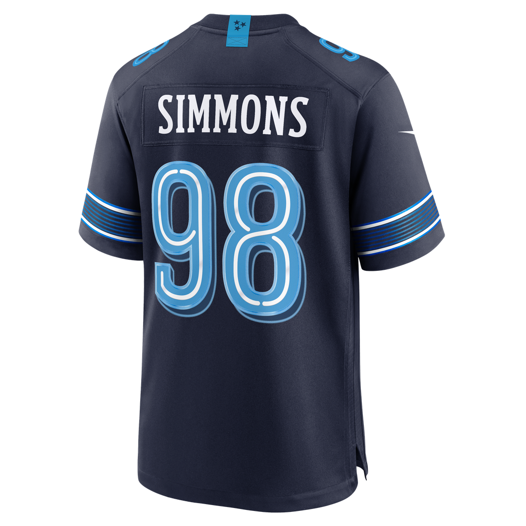 Tennessee Titans Jeffery Simmons Nike Navy 2026 Rivalries Collection Game Jersey