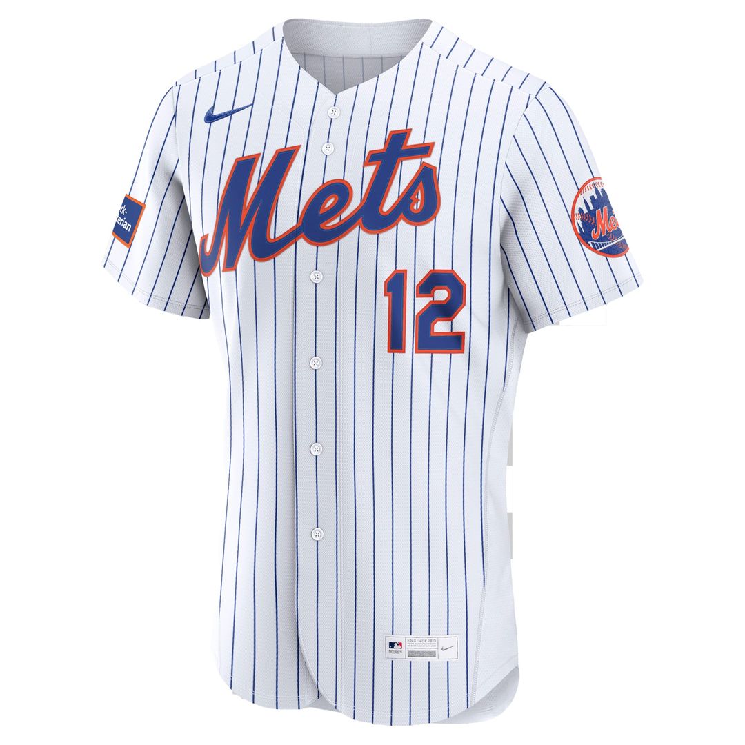 New York Mets Francisco Lindor Nike White Home Authentic Sponsor Patch Jersey