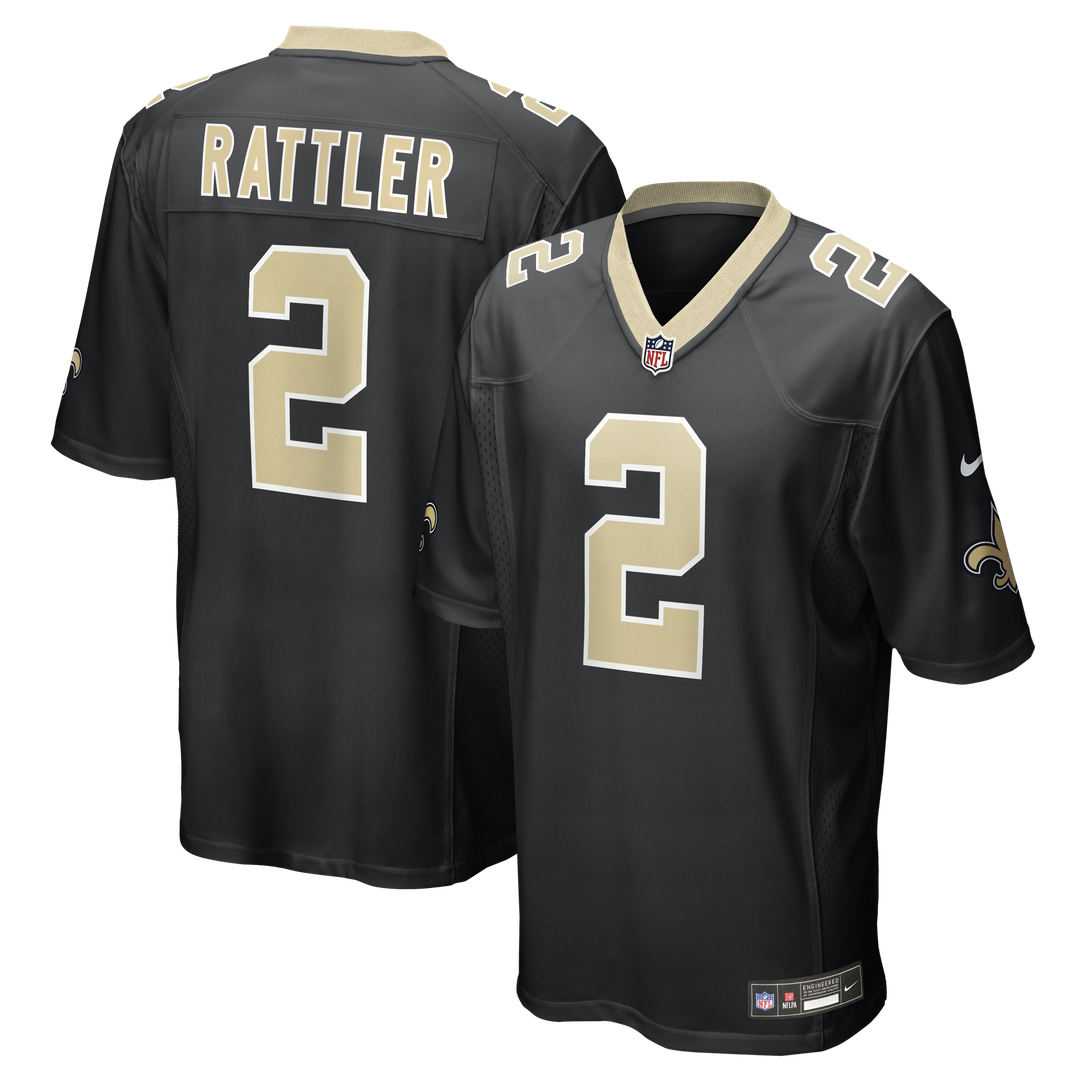 New Orleans Saints Spencer Rattler Nike Black Team Game Jersey