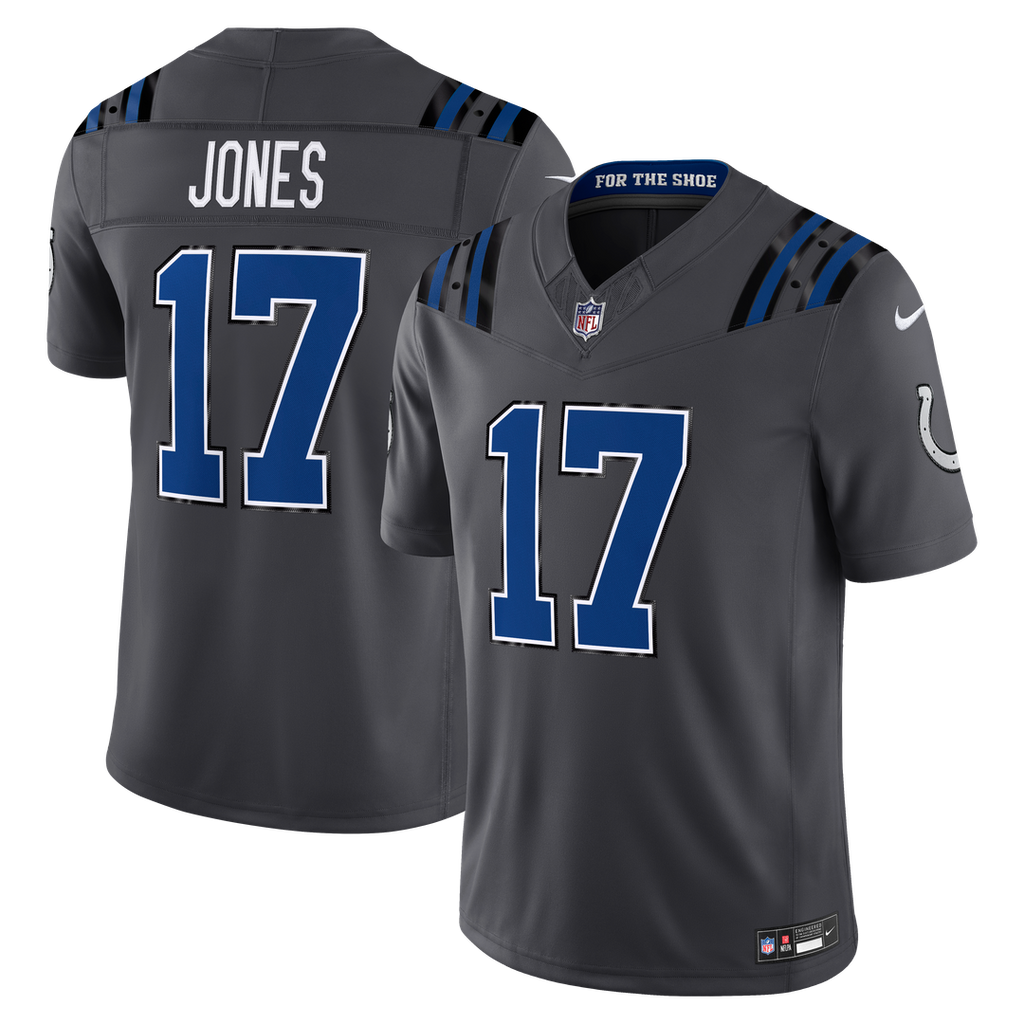 Indianapolis Colts Daniel Jones Nike Anthracite 2026 Rivalries Collection Stitched Limited Jersey