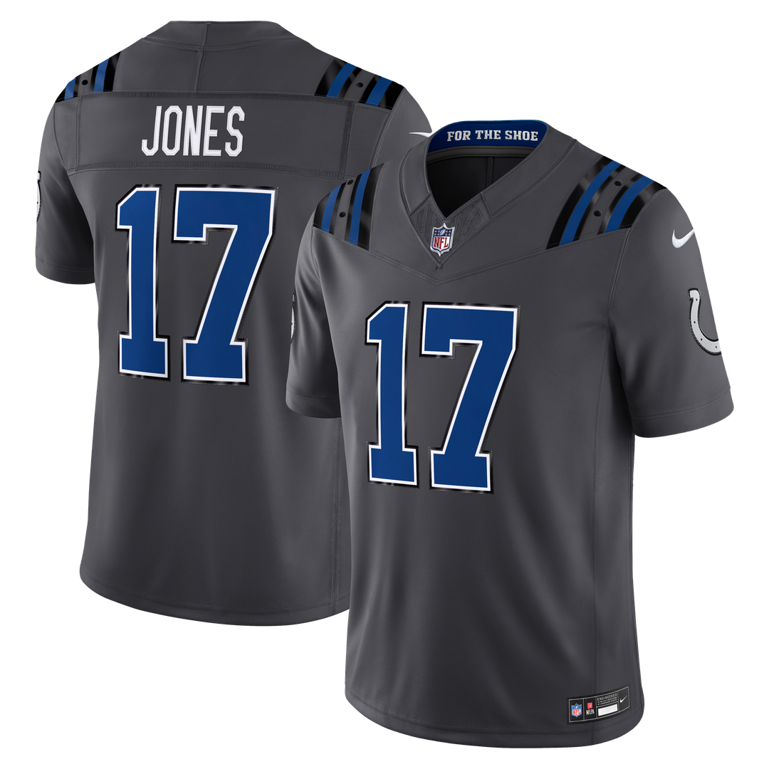 Indianapolis Colts Daniel Jones Nike Anthracite 2026 Rivalries Collection Stitched Limited Jersey