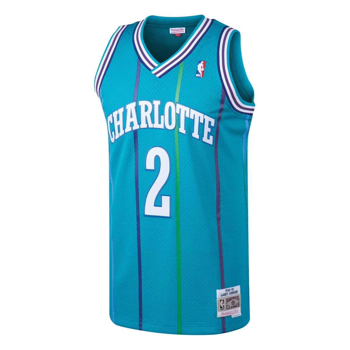 Mitchell & Ness Larry Johnson Teal Charlotte Hornets 1992-93 Hardwood Classics Swingman Jersey