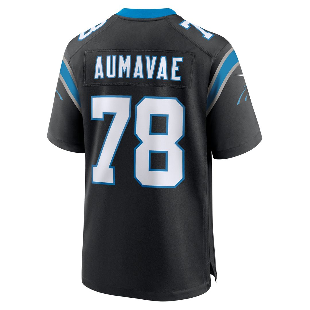Carolina Panthers Popo Aumavae Nike Black Team Game Jersey