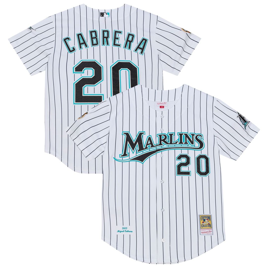 Florida Marlins Miguel Cabrera Mitchell & Ness White 2003 Cooperstown Collection Authentic Jersey
