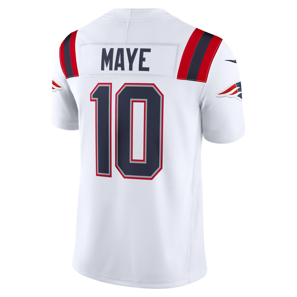 New England Patriots Drake Maye Nike Red Alternate Vapor F.U.S.E. Stitched Limited Jersey