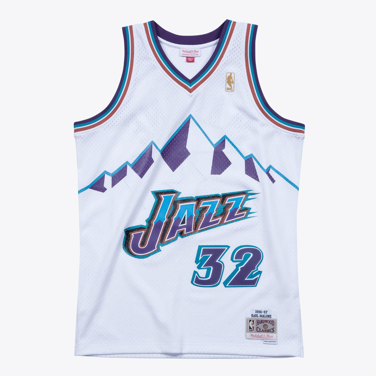 Utah Jazz Karl Malone 1996 Hardwood Classics Swingman Jersey By Mitchell & Ness - White